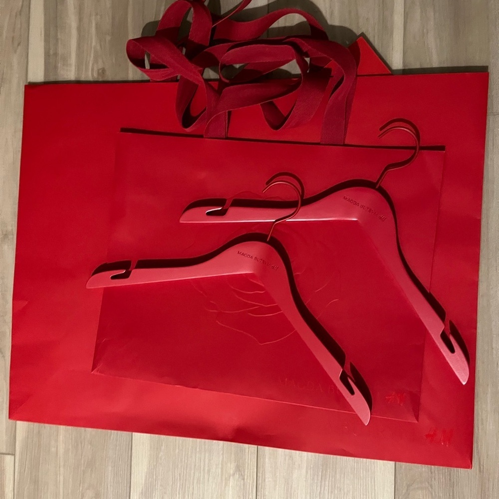 H&M x Magda Butrym Red Large &Medium Shopping Bags & 2 Hangers